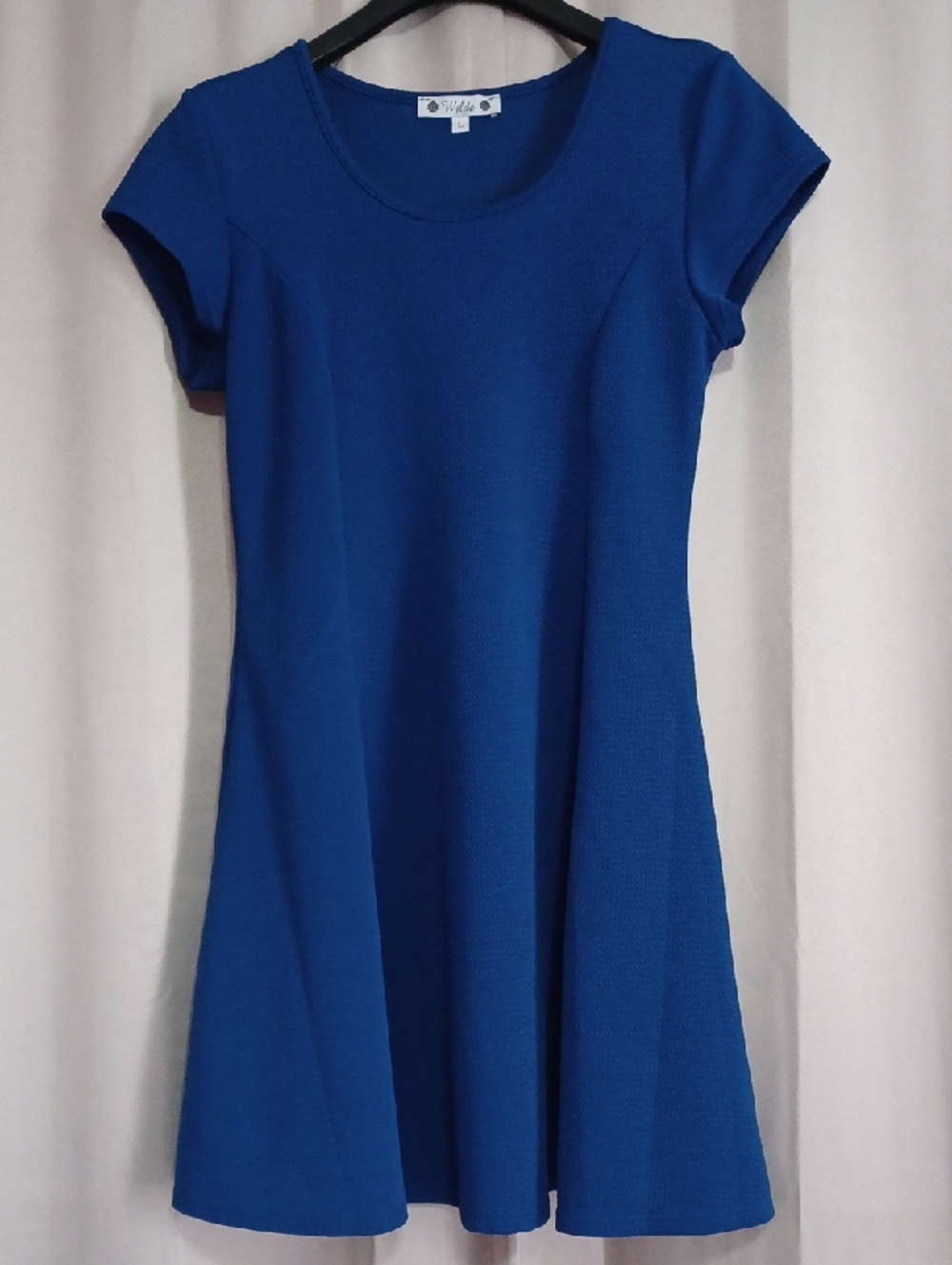 Wilde Cobalt Blue Cap Sleeve Fit&Flare Waffle Texture Mini Dress Y2K Coquette